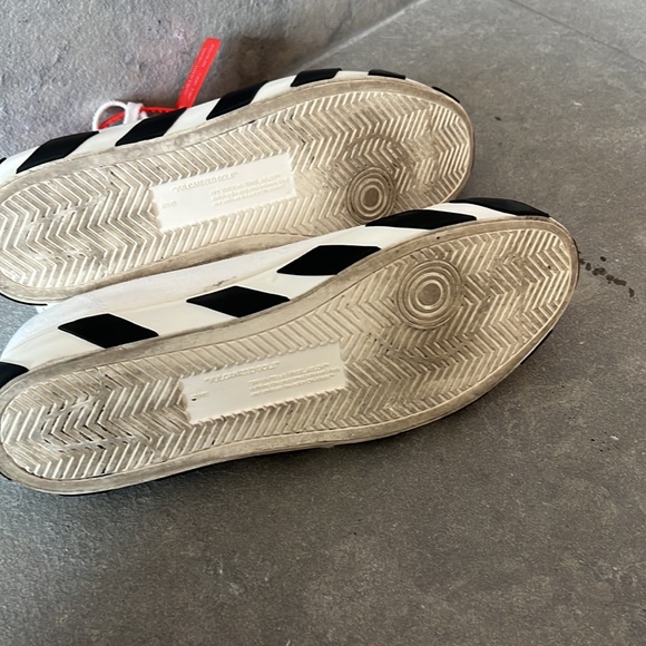 Off white vulcanized high top sneakers! C/O Virgil Abloh! Worn 2 times size 11 - Picture 7 of 12